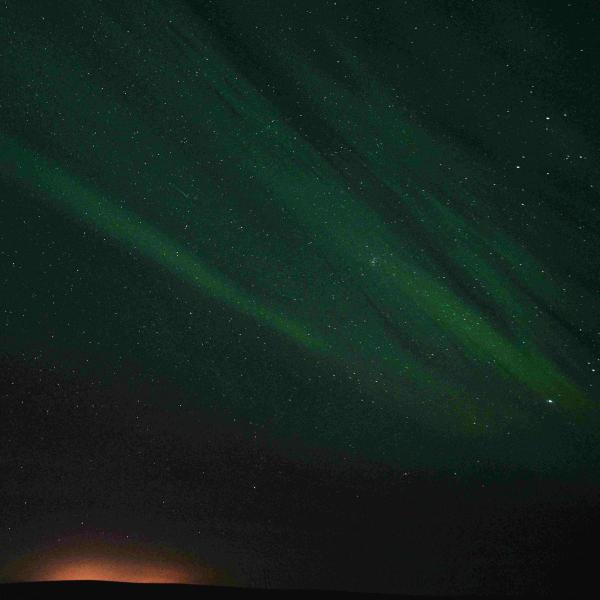 night sky glow from aurora borealis