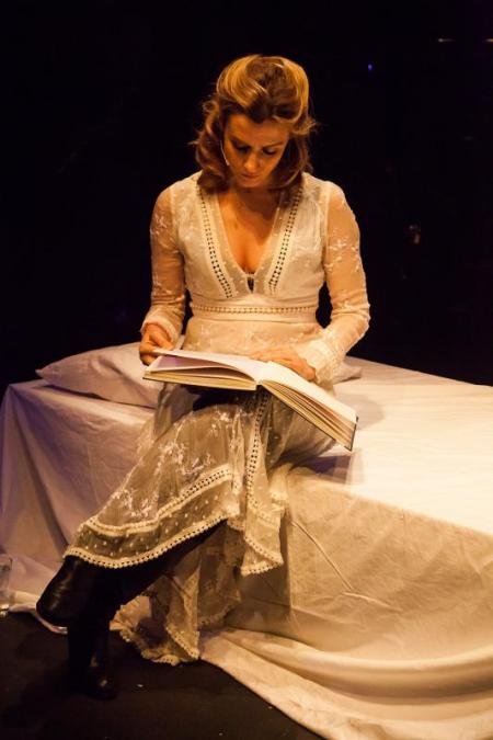 Actress Lisa Dwan performs at The Journey Between Us at Southwark Playhouse, February 2016
