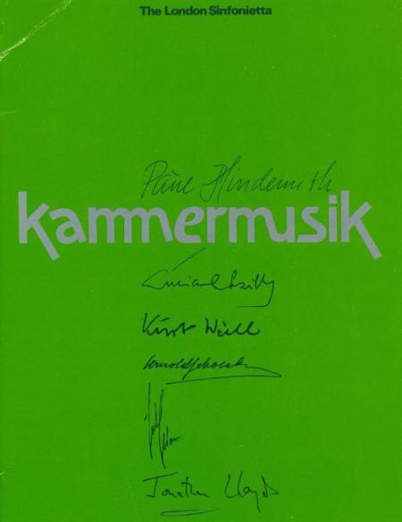 1981 - Kammermusik Series, 21 June–7 July, generously supported by Michael McLaren-Turner