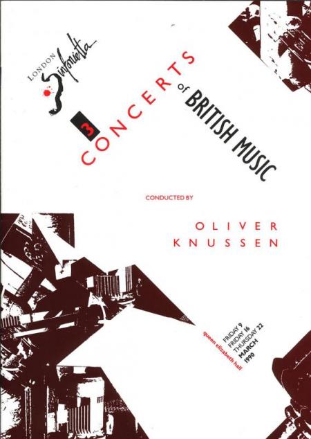 1990 - Three Concerts of British Music, 9–22 March, generously supported by Stephen & Dawn Oliver