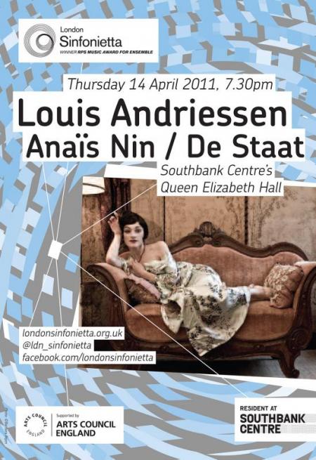 2011 – Louis Andriessen: Anaïs Nin/De Staat, 14 April