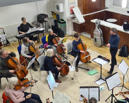 London Sinfonietta musicians rehearsing for the Festival of Contemporary Music for All
