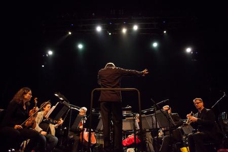 Ilan Volkov conducts the London Sinfonietta in a mix of  composer Fausto Romitelli, DJ sets and sound installations at The Coronet Theatre, April 2016 