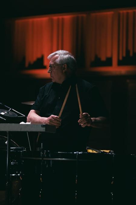 Principal Percussion David Hockings performing at the Queen Elizabeth Hall in Leaning East