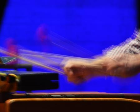 An image of a percussionist at A Catalan Celebration rehearsal