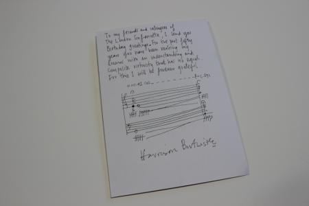 Birtwistle's birthday message for the Ensemble's 50th anniversary