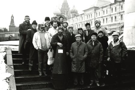 Oliver Knussen and the London Sinfonietta on tour in the USSR 1988 © Clive Barda