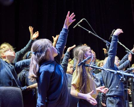 School children from Belham Primary School performing at the Tapestries concert