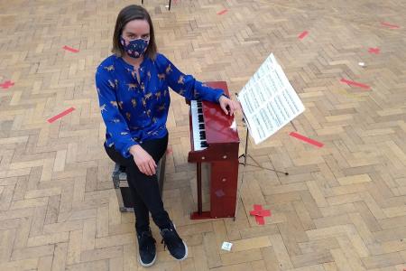 Pianist Clíodna Shanahan with her Toy Piano