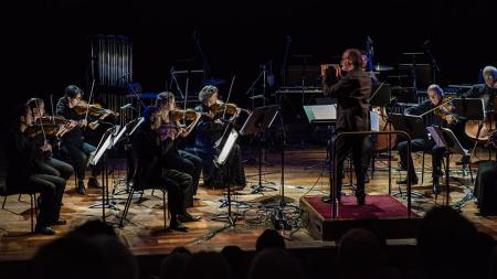The London Sinfonietta performing at the Queen Elizabeth Hall in Long Song of Solitude