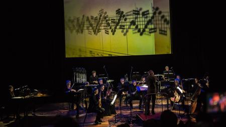 The London Sinfonietta performing at the Queen Elizabeth Hall in Long Song of Solitude