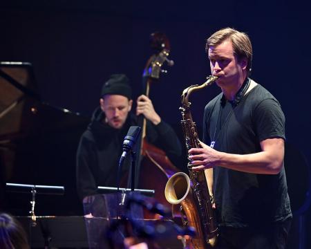 Saxophonist Marius Neset performing at the Southbank Centre