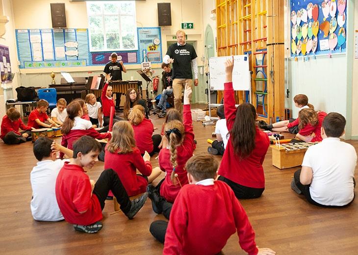 An image of school children at a London Sinfonietta composition workshop