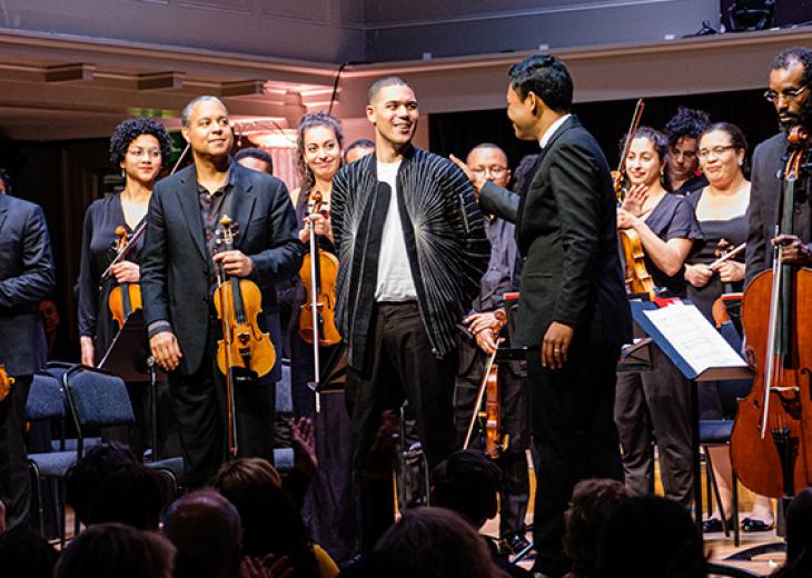 James B Wilson in front of orchestra. Photo credit: Evan Dawson Photography. 