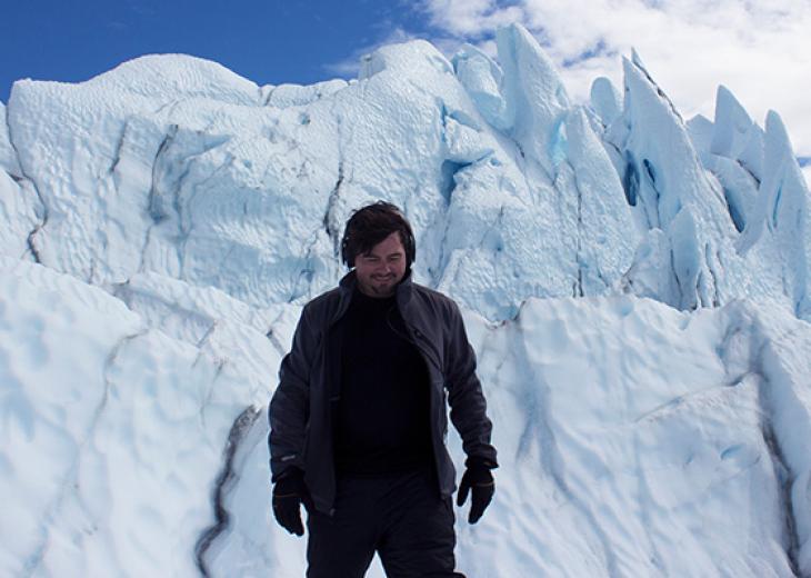 Matthew Burtner on a glacier 