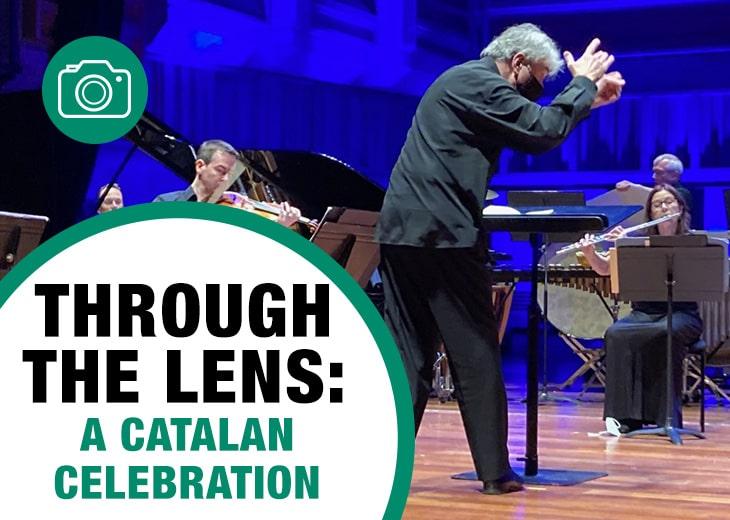 An image of conductor Edmon Colomer and London Sinfonietta musicians at A Catalan Celebration concert