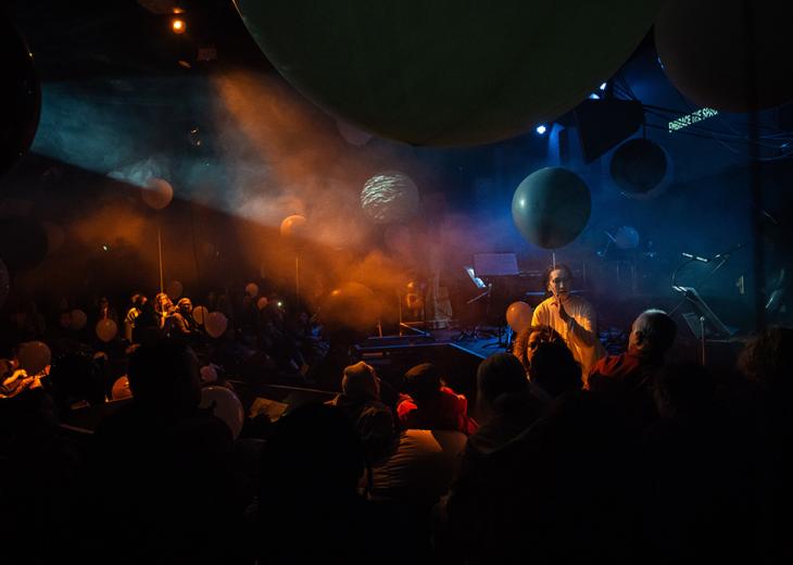 Dancer amongst the balloons 